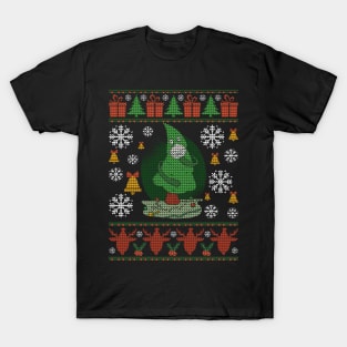 Ugly Christmas Sweater Tree with Mask of Santa for Xmas T-Shirt